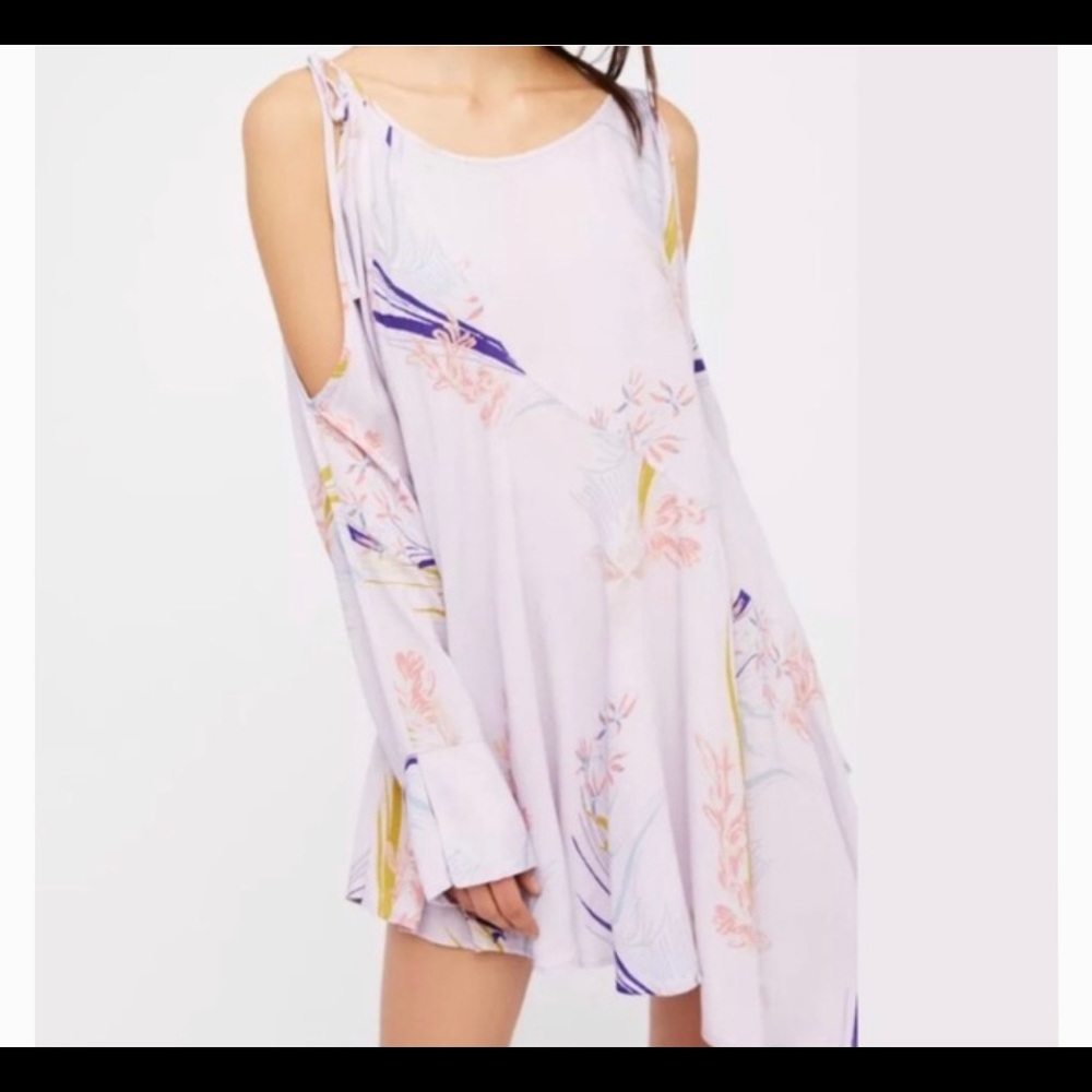 Free People Floral Cold Shoulder Asymmetric Tunic